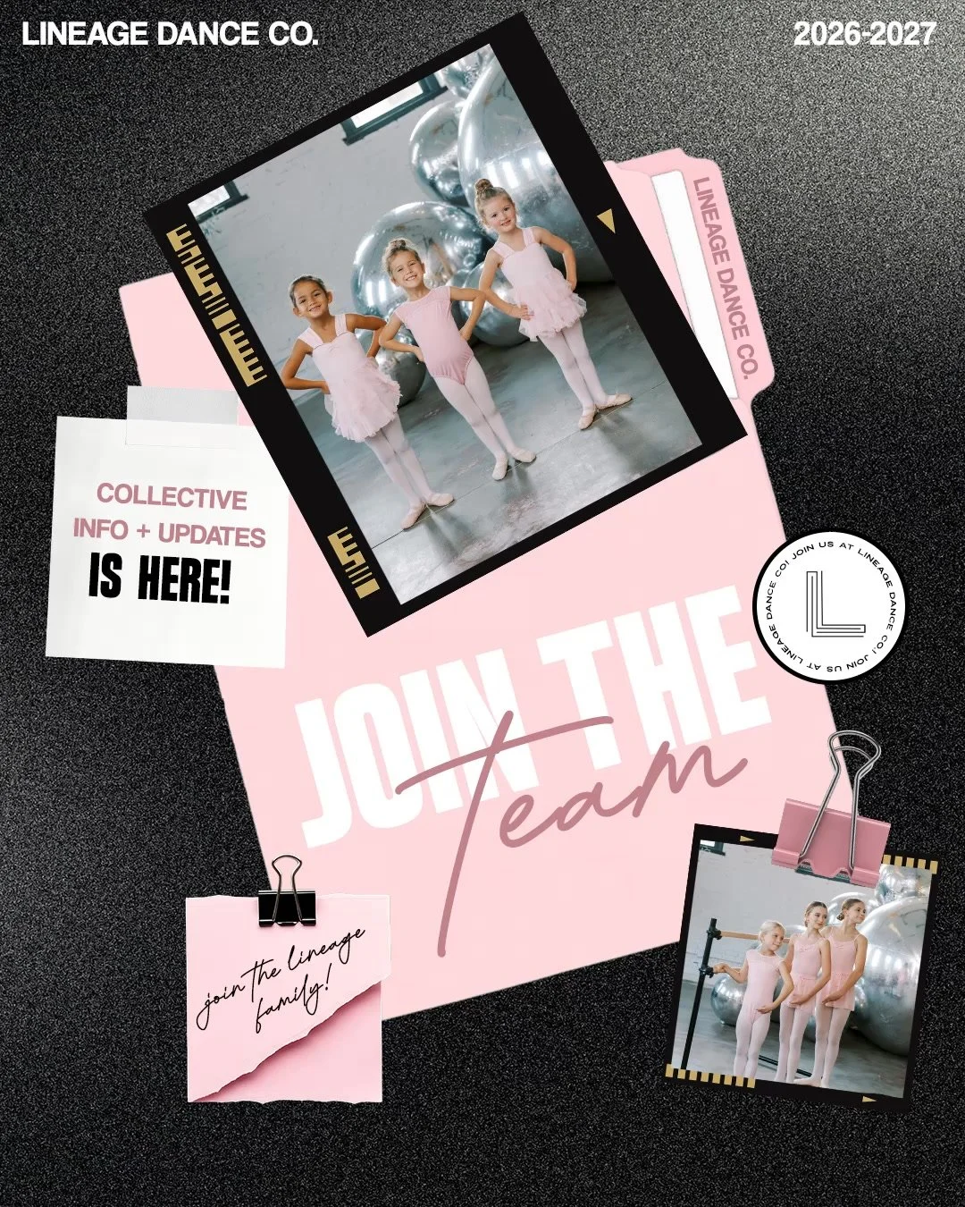 THE 26-27 COLLECTIVE: TEAM PROGRAM INFO IS HERE ✨🖤

We are so excited to officially launch our team program for next season! The Collective includes three different paths so dancers can find the experience that fits them best:
⭐ Competition Collecti