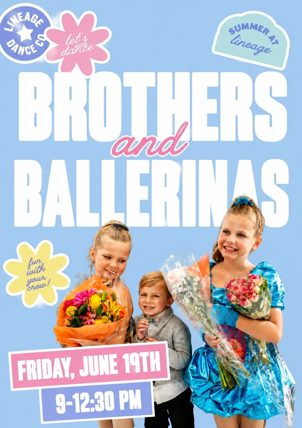 💙🩰 BROTHERS &amp; BALLERINAS POP-UP CAMP 🩰💙

We're SO excited to welcome our Lineage brothers into the studio for a special one-day Brothers &amp; Ballerinas Pop-Up Camp! 🎉

It's time to give brothers a chance to experience the magic of dance ri