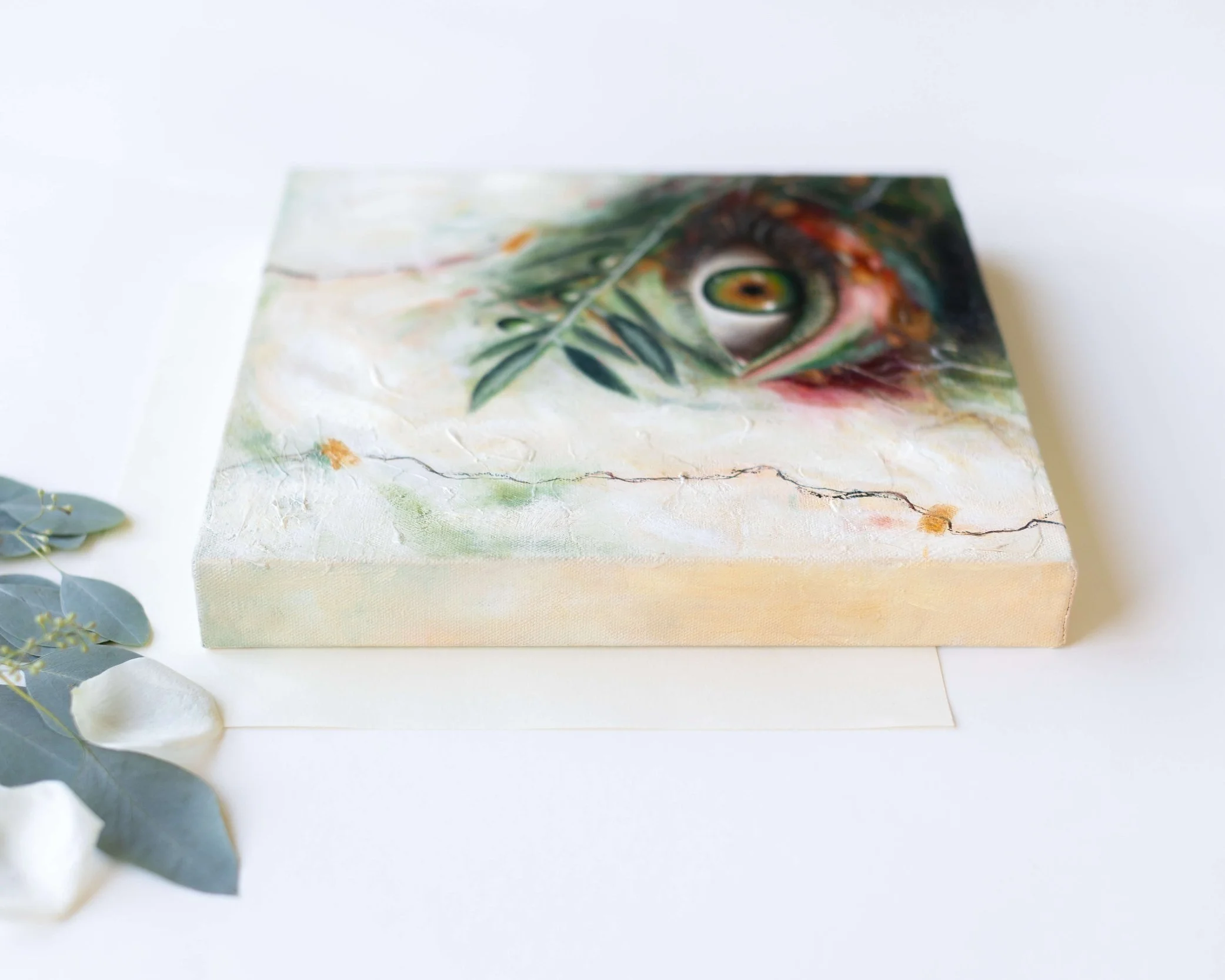 welcoming-peace-original-painting-lauren-chavarria-side-flat-view-floral-decor-lower-left