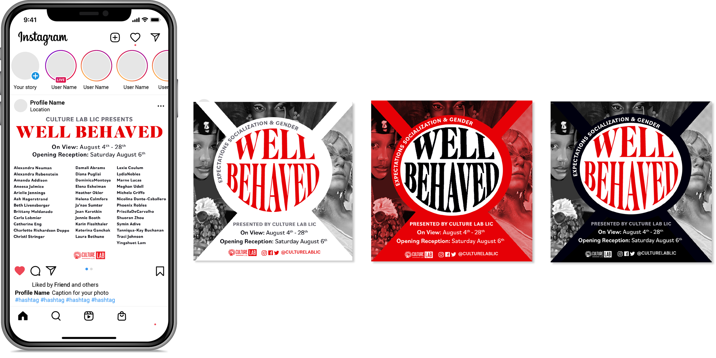 Culture Lab LIC Exhibition, "Well Behaved", Social media assets.