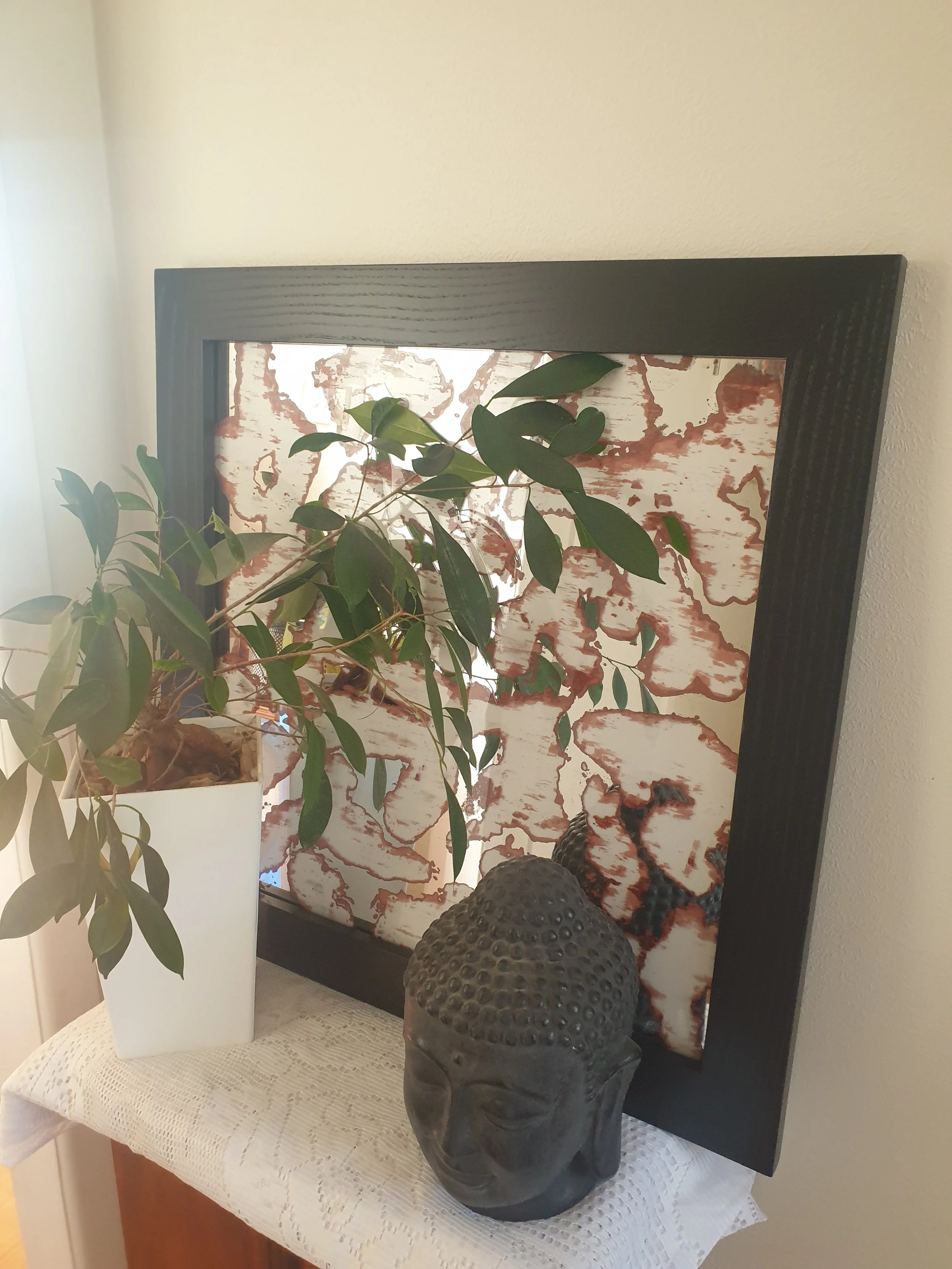28. Vintage Mirror - Large size 630X630mm - Made with America Ash frame $120 only x1 available in this colour once sold no more will be made..jpg