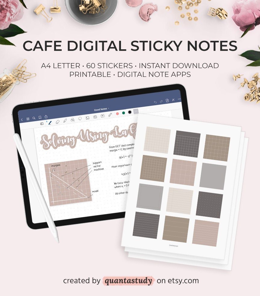 Square Digital Sticky Notes Cafe Colors — Study
