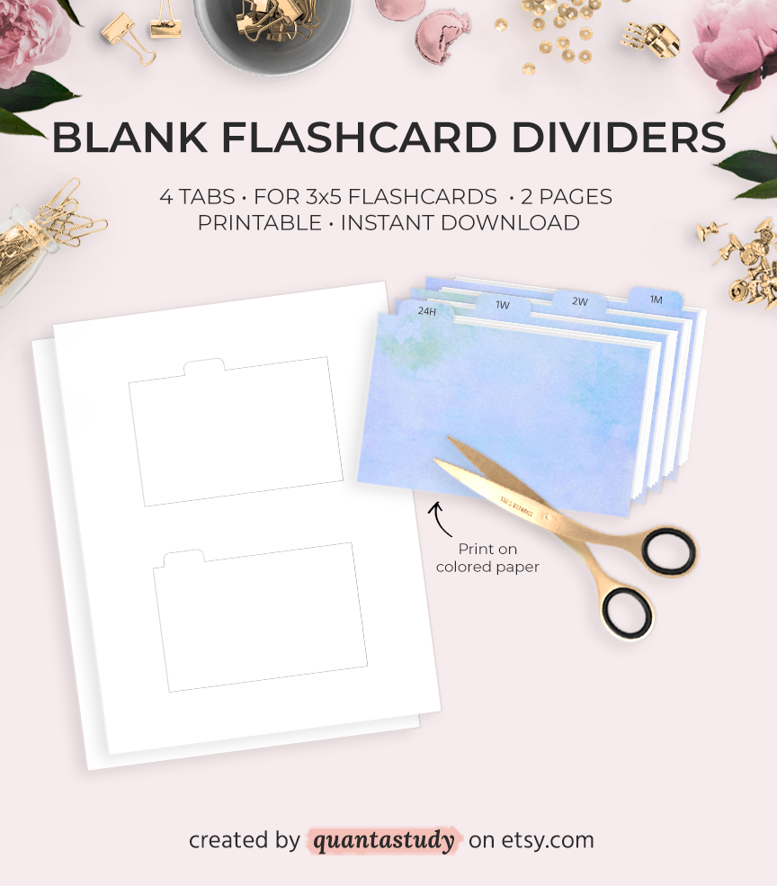 Blank Printable Spaced Repetition Flashcard Dividers – Print on Colored  Paper — Quanta Study