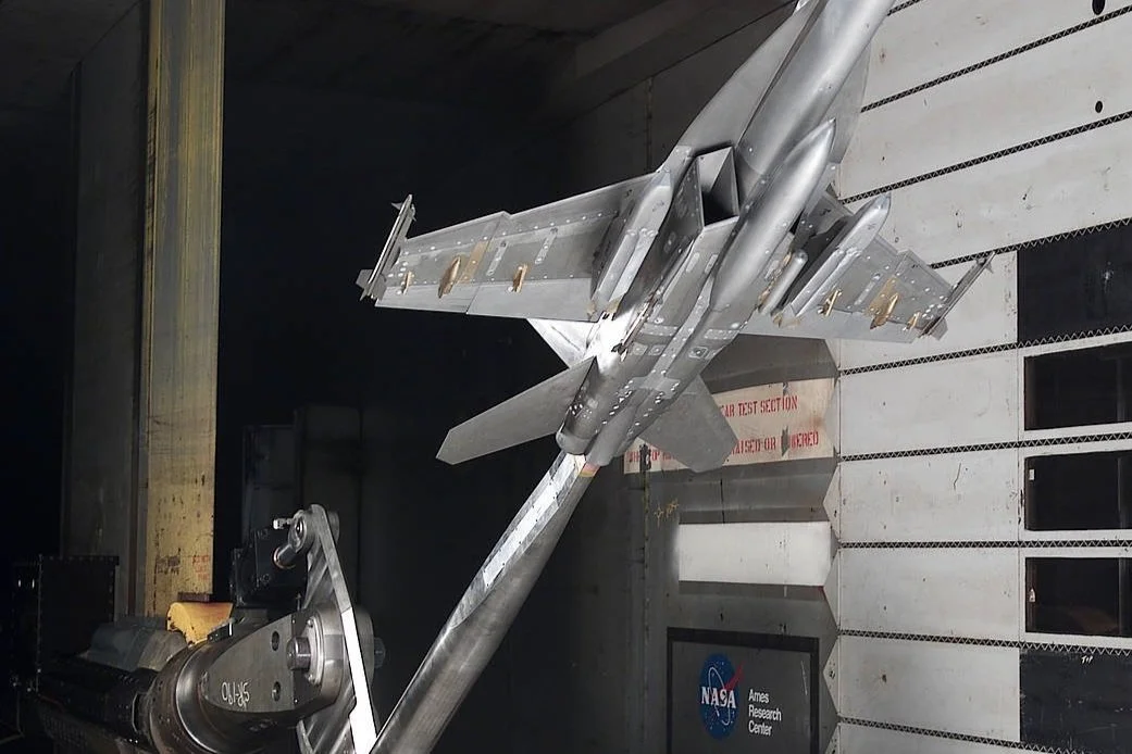  Our 8%-scale F/A-18E/F and EA-18G wind tunnel model installed at NASA Ames 