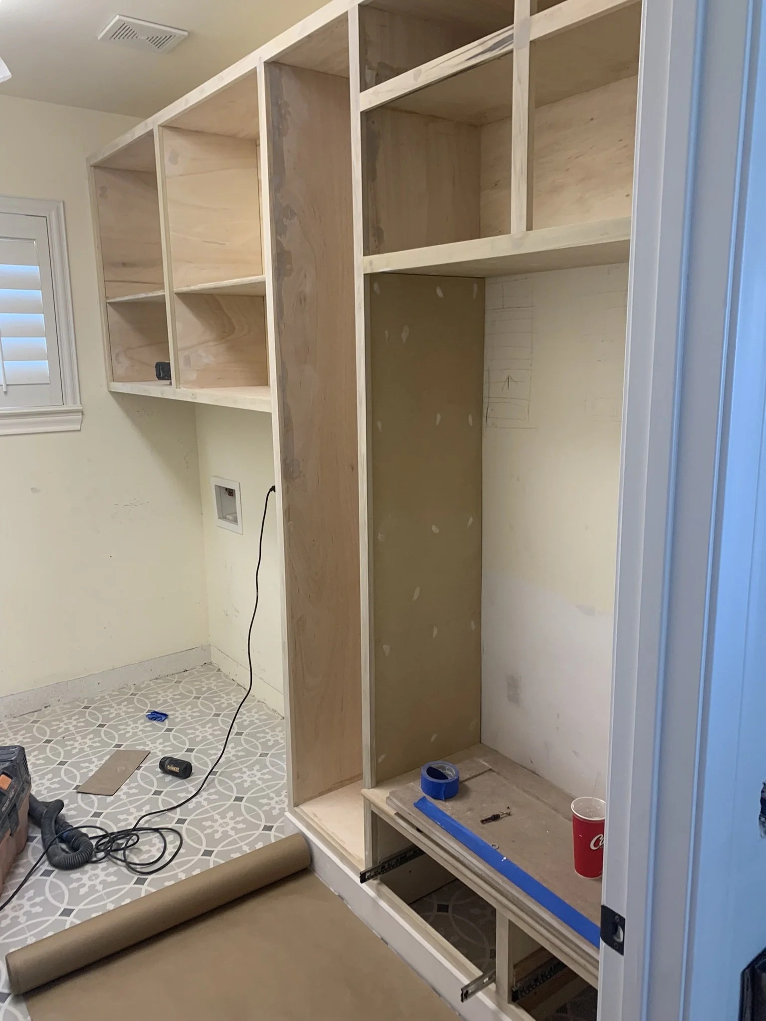 laundry room shaker cabinets