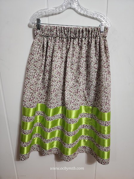 Ladies Mauve and lime ribbon skirt