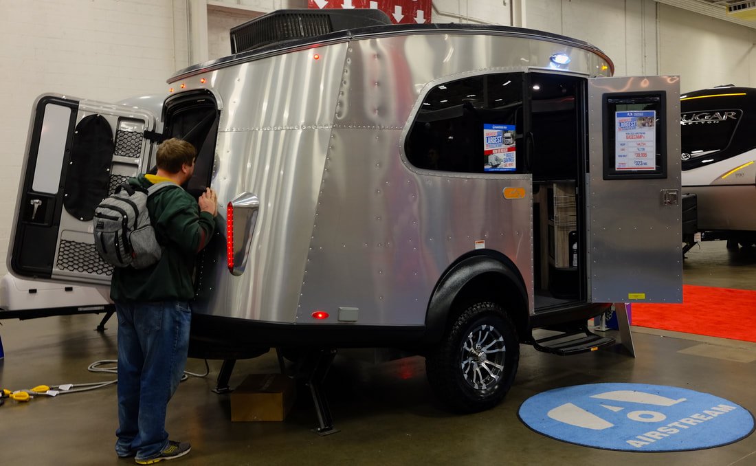  A two-door Airstream Basecamp. 