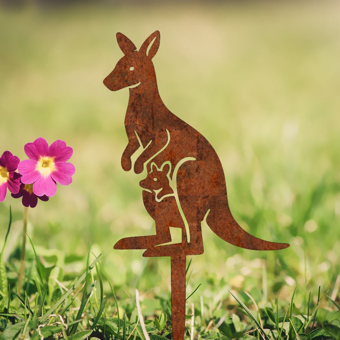 Kangaroo with Joey - Garden Stake