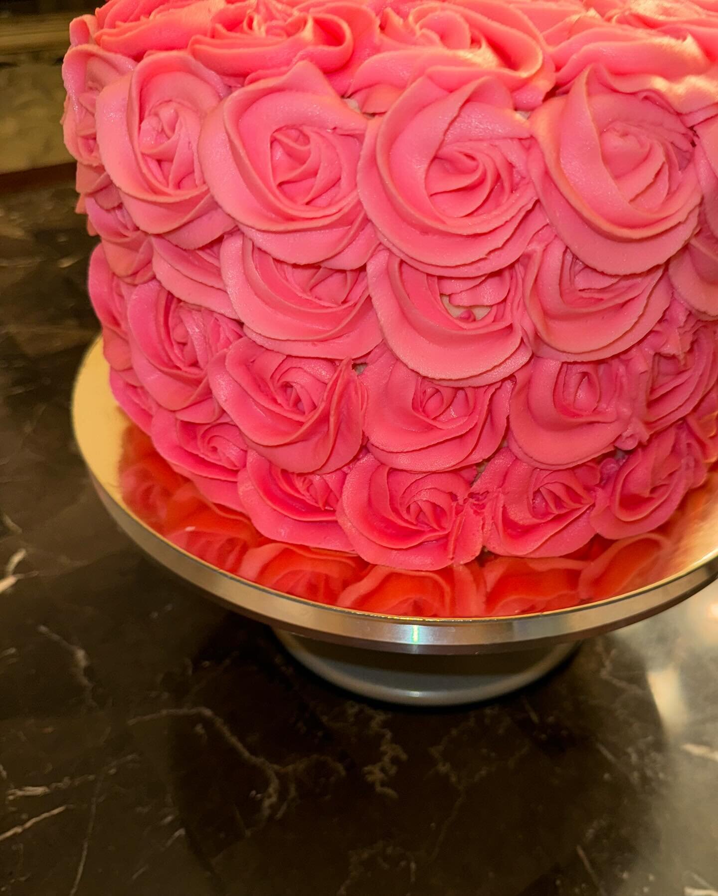 Although, custom cakes aren&rsquo;t offered anymore. This is fairly simple, and this client was in dire need of a cake as their previous baker had an emergency! Nevertheless, no hassle.. we got it done! Would you all like the &ldquo;rosette cakes&rdq
