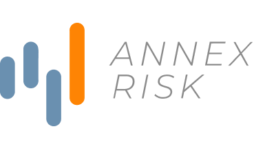 Logo for Annex Risk featuring stylized vertical bars in blue and orange with the company name in gray text
