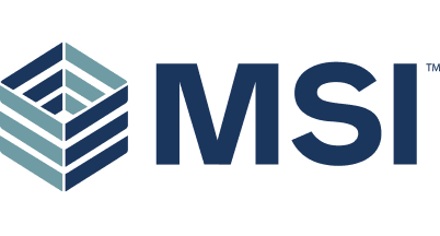 MSI logo with a stylized geometric cube icon in shades of blue and the letters 'MSI' beside it.