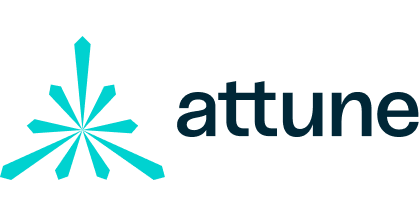 Attune logo with a stylized teal asterisk symbol and the word 'attune' in lowercase letters.