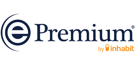Logo for ePremium by Einhabit with stylized letter 'e' and text