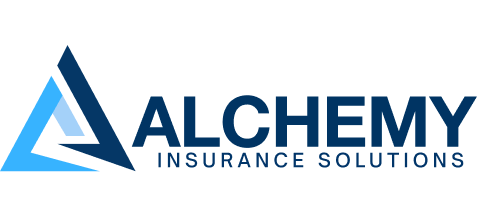 Logo for Alchemy Insurance Solutions with a stylized blue and black triangle and company name