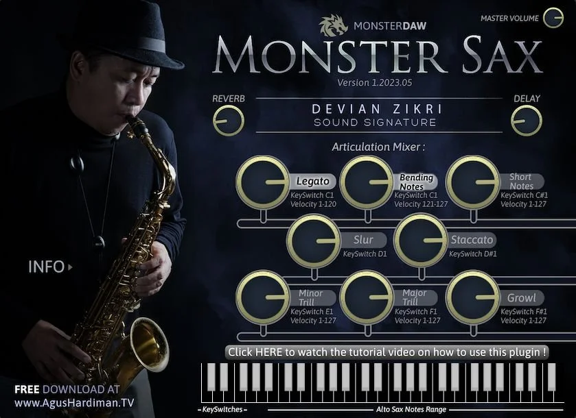 Monster Sax: A Free Virtual Instrument for Expressive Brass Tones