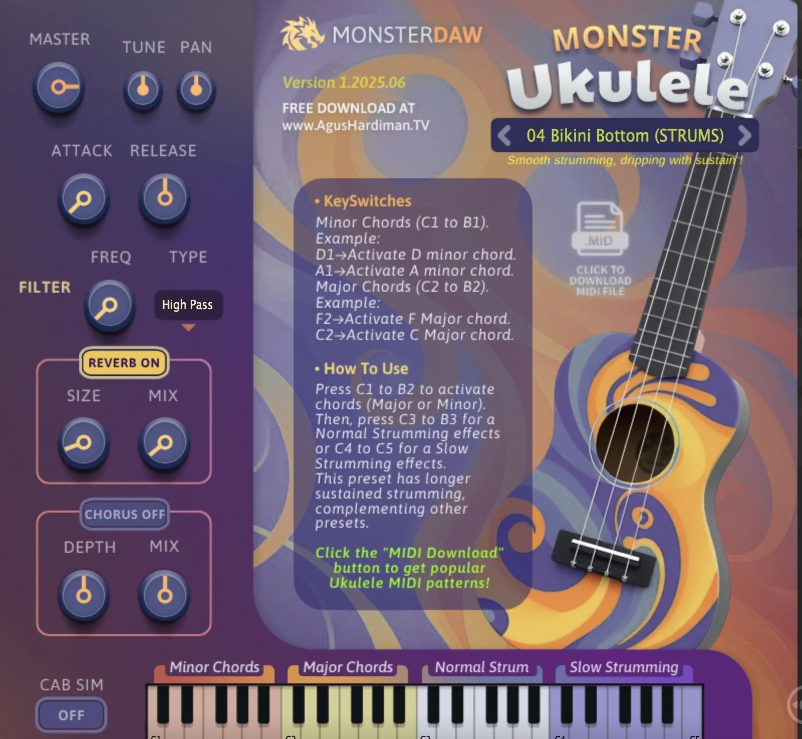Monster Ukulele: A Free Virtual Instrument for Authentic String Vibes