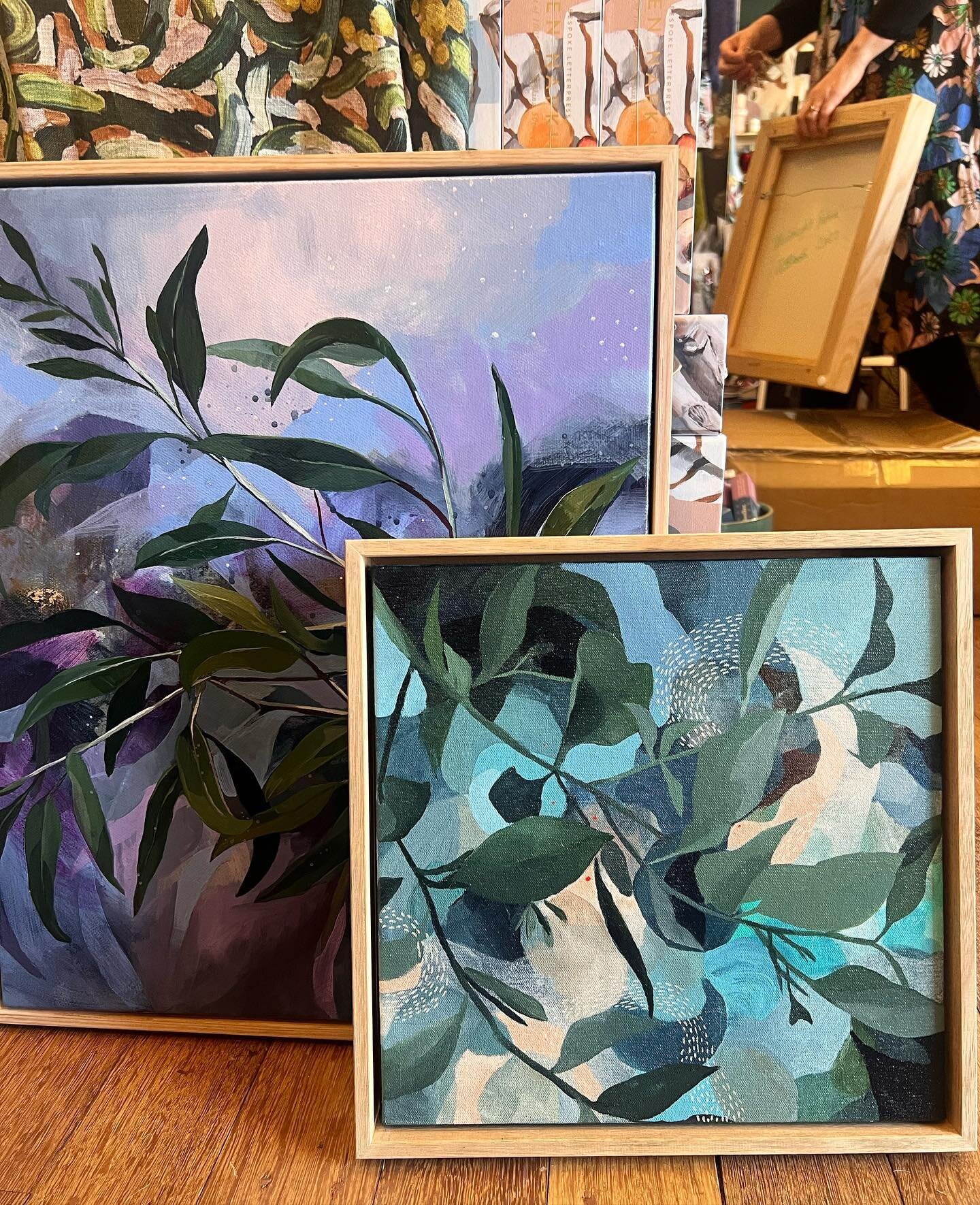 You&rsquo;ll find this sweet pair of paintings now at @hernamewasnola 🍃🍃

Inspired by the leafy silhouettes I have often photographed around my home in the Adelaide hills, these paintings are a mix of abstract and realistic detailing. 

Both painte