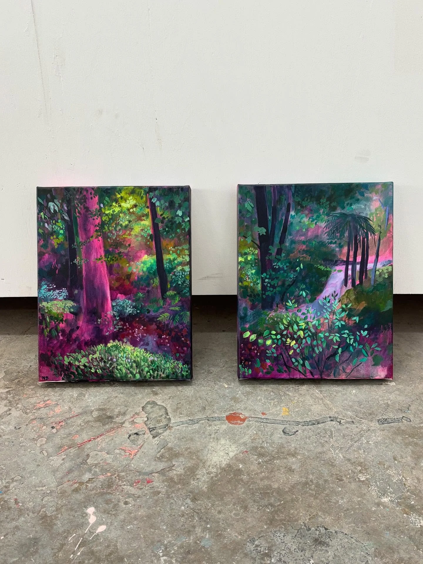 Diptych studies &lsquo;Illuminated Garden 1 &amp; 2&rsquo; can be purchased together or individually, framed or unframed. 

I love the idea of artworks that connect in this way but have the flexibility to adapt to different spaces. 

Showing now as p