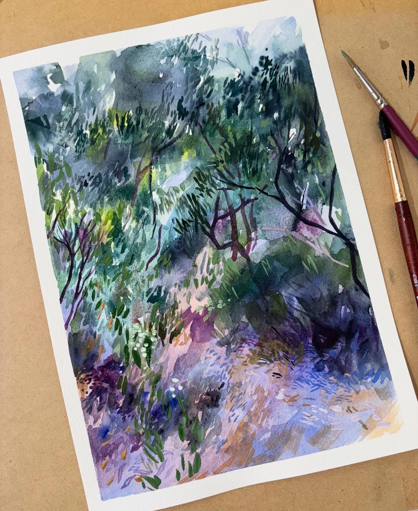 This is the second time I&rsquo;ve made a study from this particular photo I captured in Deep Creek conservation park some years ago. I seem to be drawn back to the unexpected shades of purples against the lush green Australian natives 🍃

Nice to in