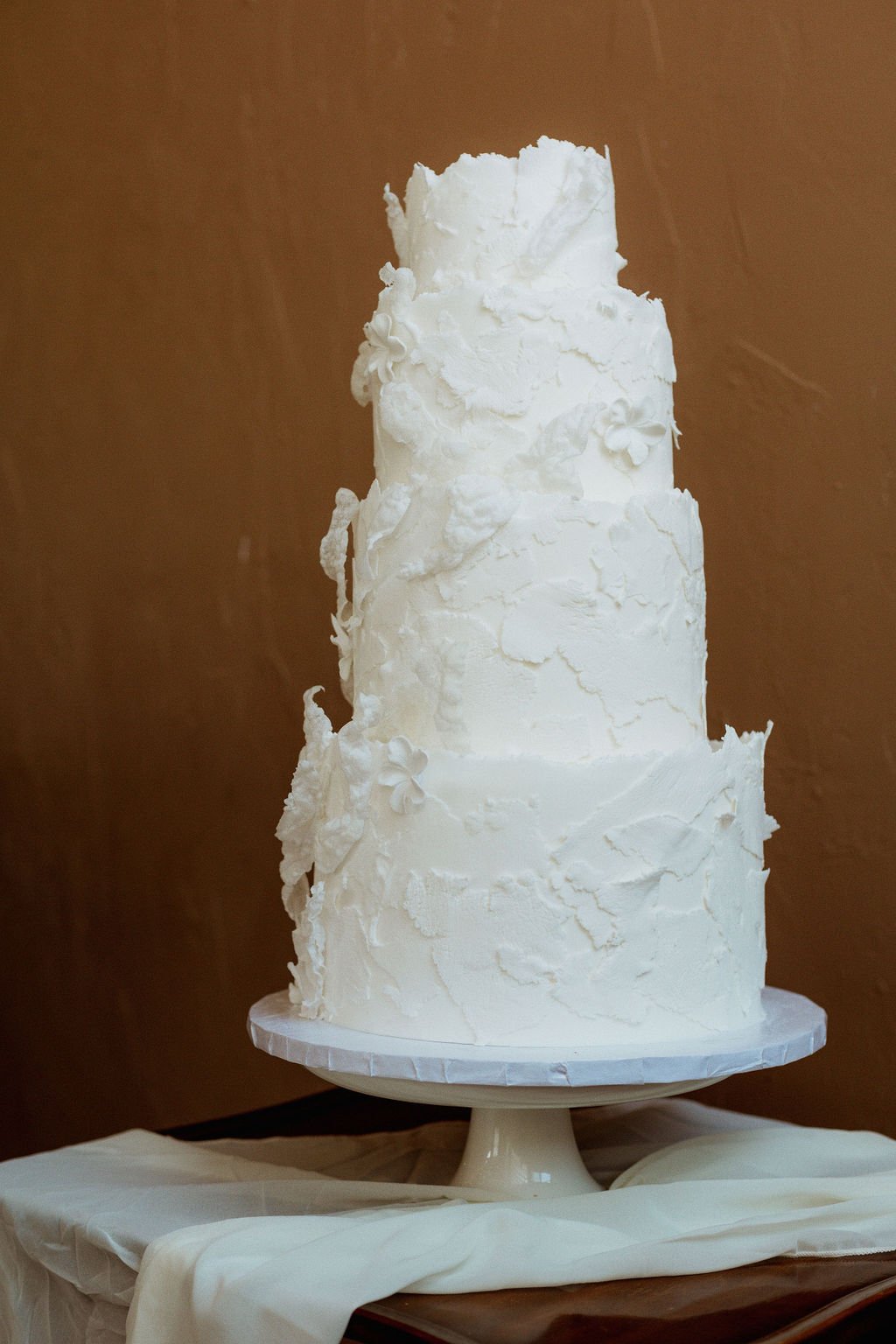 3-tier wedding cake for modern wedding, cake has added texture for visual effect