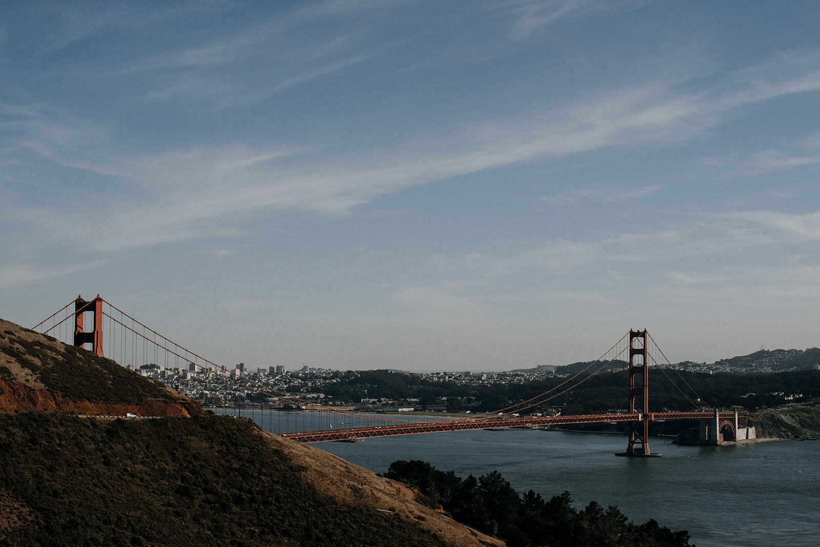  view of golden gate bridge and city  