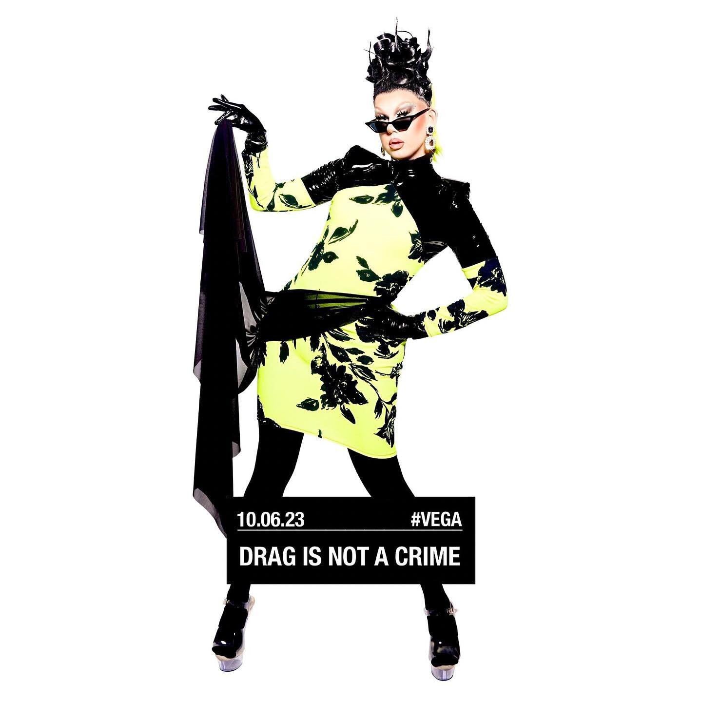 DRAG IS NOT A CRIME. JUNE 10TH. VEGA. I&rsquo;M BACK HOSTING. DON&rsquo;T MISS THIS SHOW, B*TCH 😎

Photo by: @steffotomania 
Fit by: @the_drag_room 
Wig by: @wigsbysire
