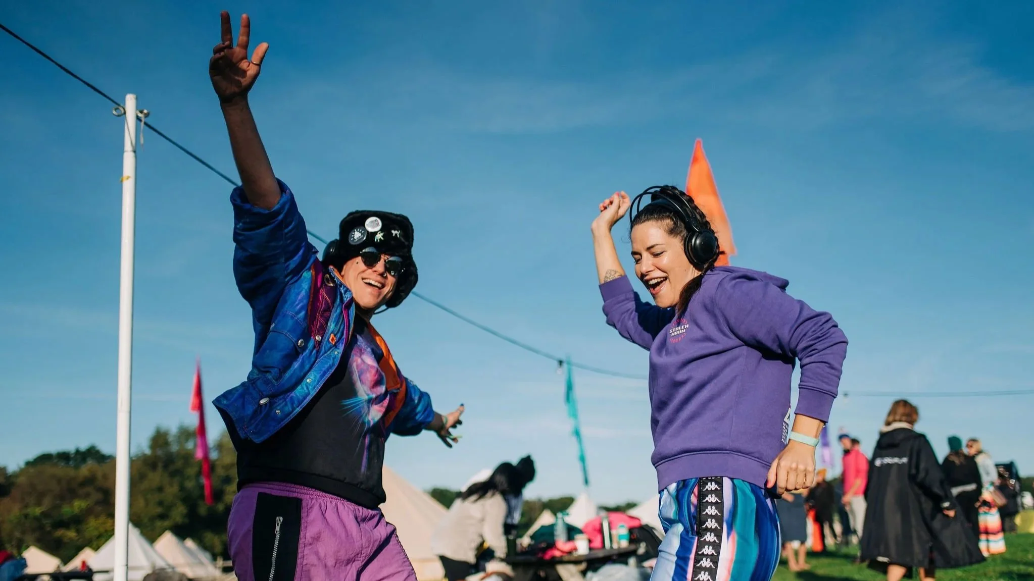 Silent disco at a founder wellbeing retreat at Happy Startup School Summercamp