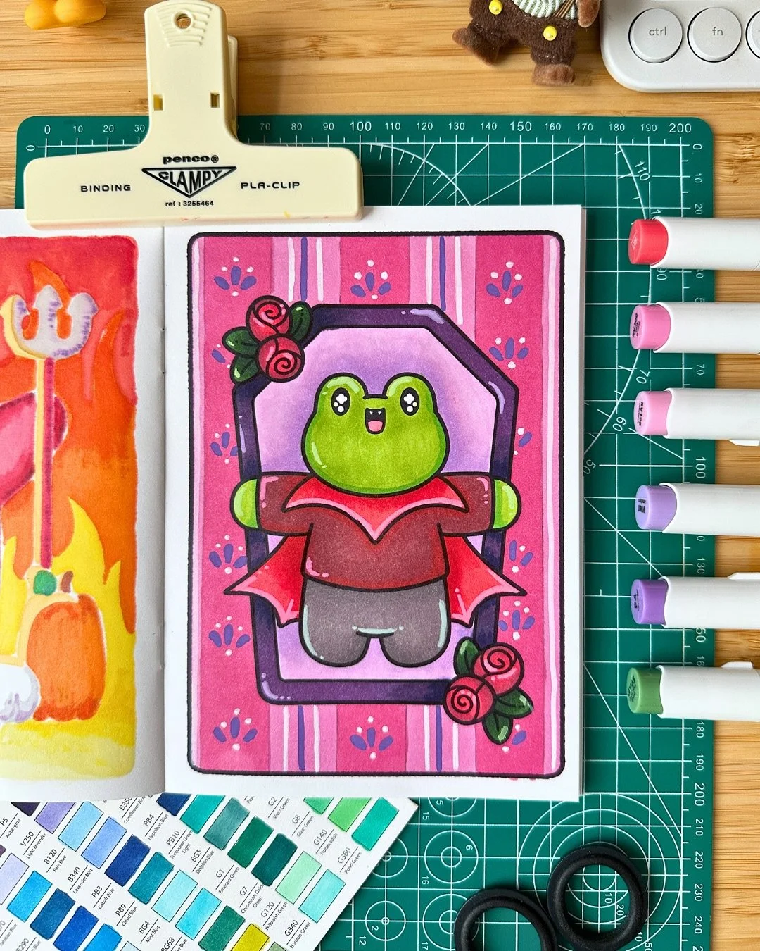 Fructober Day 11 π§πΌπ₯
Clover is ready for Halloween! This year he’s going as a vampire and he’s so excited for the spookiest of nights to fill up his bag with lots of sweets :) 
#fructober25 #coloringpages #coloringchallenge #haloween