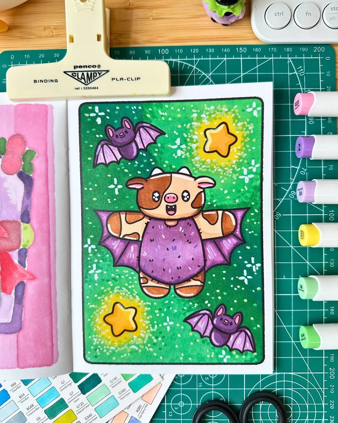 Fructober Day 12 π¦π
Maple takes to the sky again but this time dressed as a cute little bat! She has paired up with her one of her besties, Clover, for a bit of coordinating costumes fun! 
#fructober25 #coloringpages #coloringchallenge #coloringc