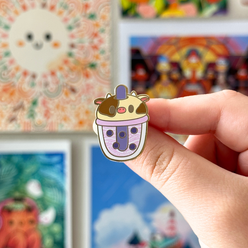 Cow Boba Enamel Pin — Fructus Illustrations Home Page
