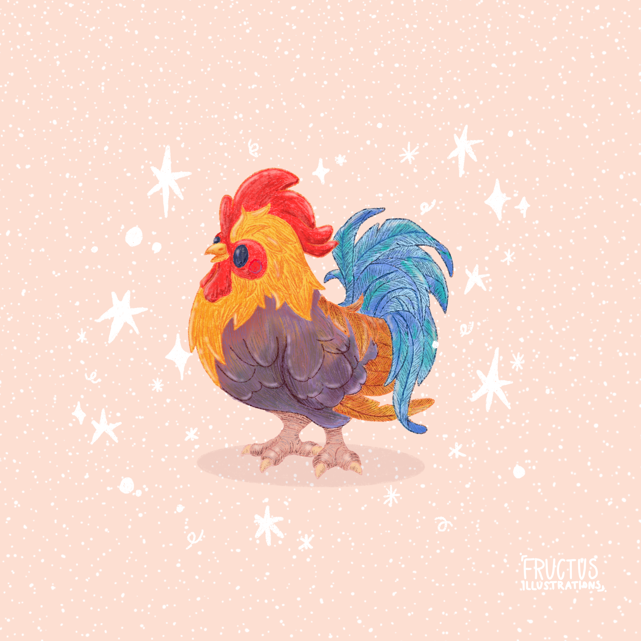 Colorful chicken illustration character design