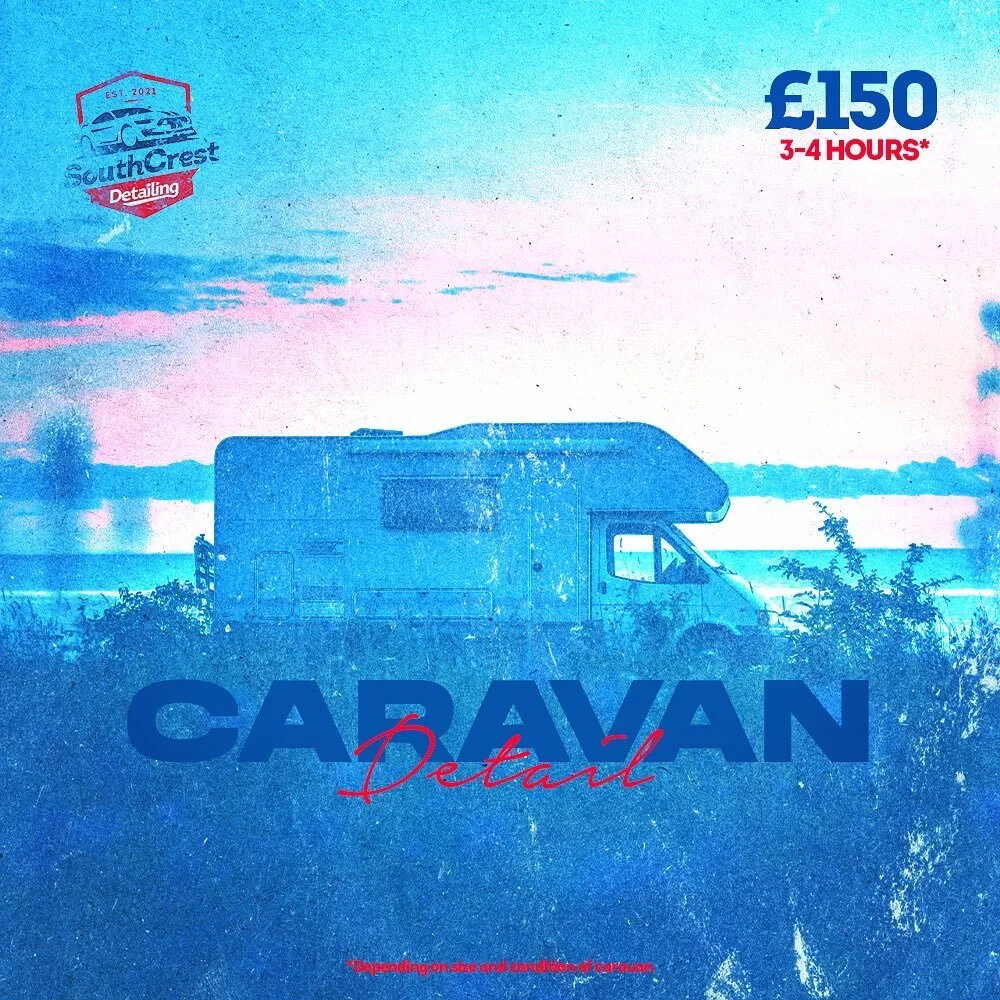Our Caravan Detail Service:

&bull; &pound;150
&bull; 3-4 Hours*

*Depending on size and condition of caravan.

&ndash;&mdash;&ndash;&mdash;&ndash;&mdash;&ndash;&mdash;&ndash;&mdash;&ndash;&mdash;&ndash;&mdash;&ndash;&mdash;&ndash;&mdash;&ndash;&mdas