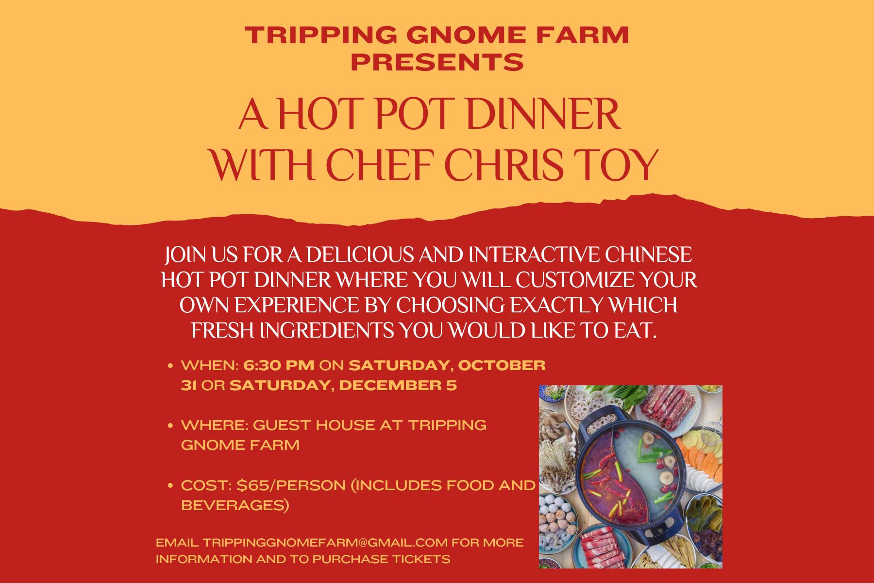 Chinese hot pot is an interactive, communal dining experience where diners cook thin-sliced proteins, fresh vegetables, and mushrooms in a simmering pot of flavored broth right on the table.  The meal is fully customizable to all tastes and eating pr
