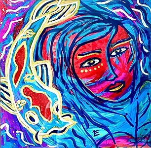 12"x12" DON'T BE SO KOI / acrylic on Strathmore 400-series with linen finish / 16"x16" white frame and matted (the SIGNATURE-STYLE SERIES) 