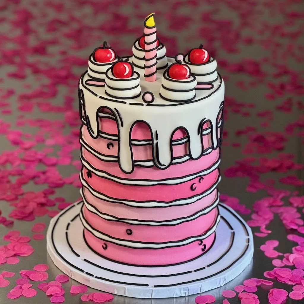 The Pink Cartoon Cake • Le Gâteau Dessin Animé Rose