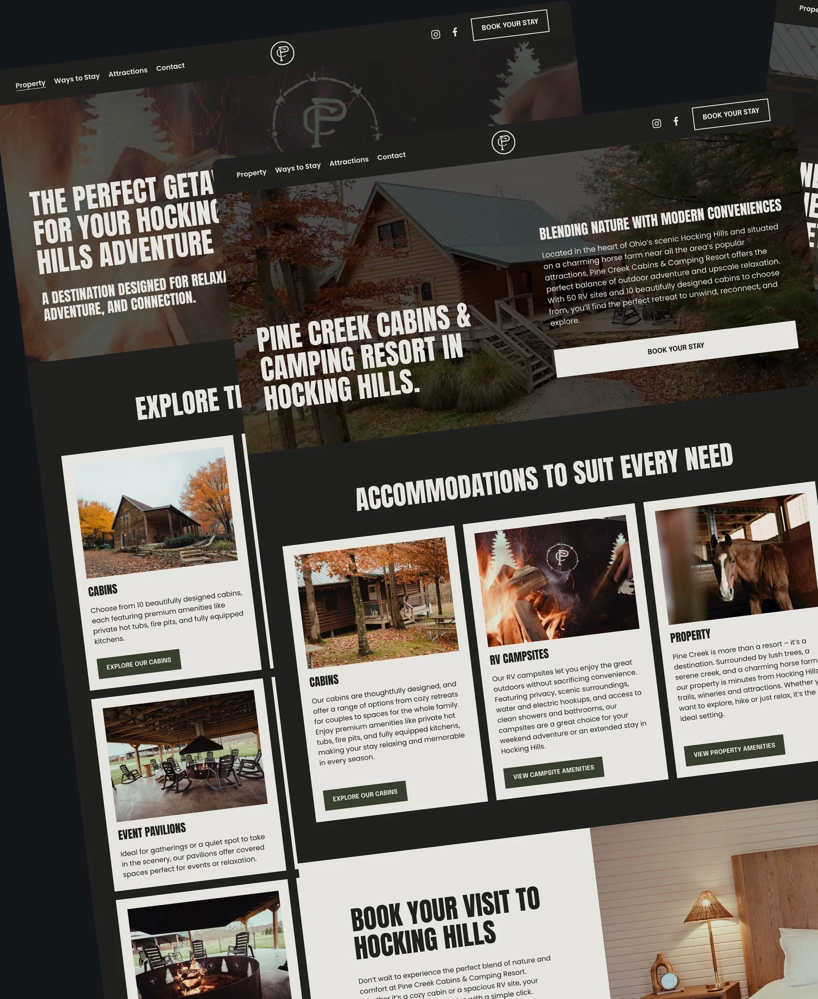 Where the trails meet the traffic 🏕️

We partnered with Pine Creek Camping Resort in Hocking Hills to design a website that captures the charm of their one-of-a-kind stay &mdash; camping on a working horse farm. Since launch, they&rsquo;ve seen a ma