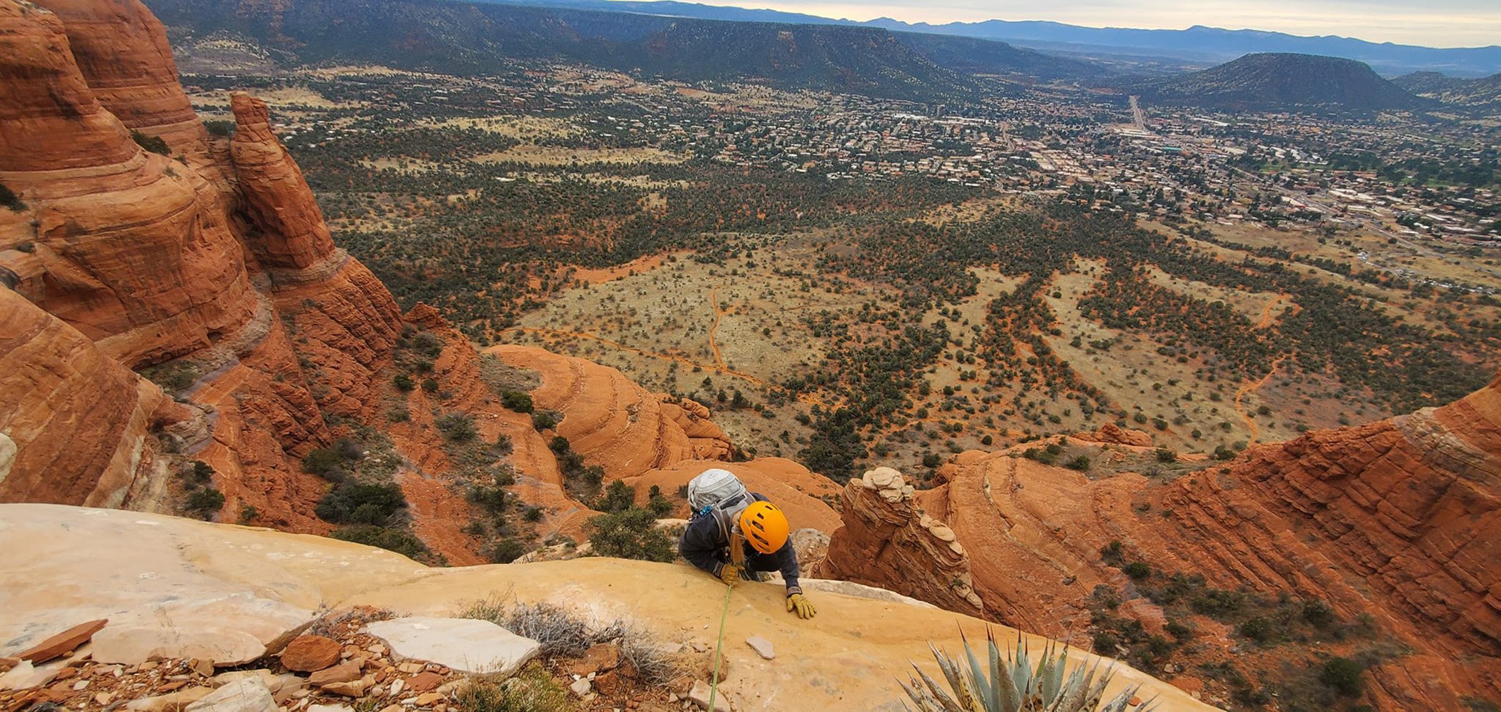 Amanda Gellhaus topping out on the crux of the approach.