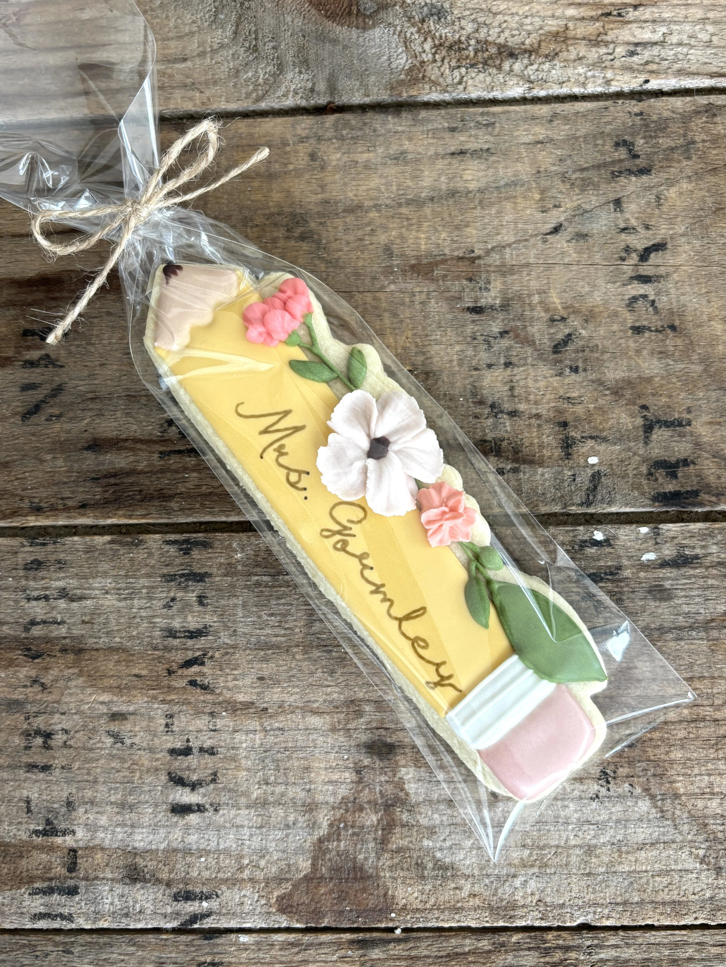 Personalized Floral Pencil Cookie: Pre-Sale
