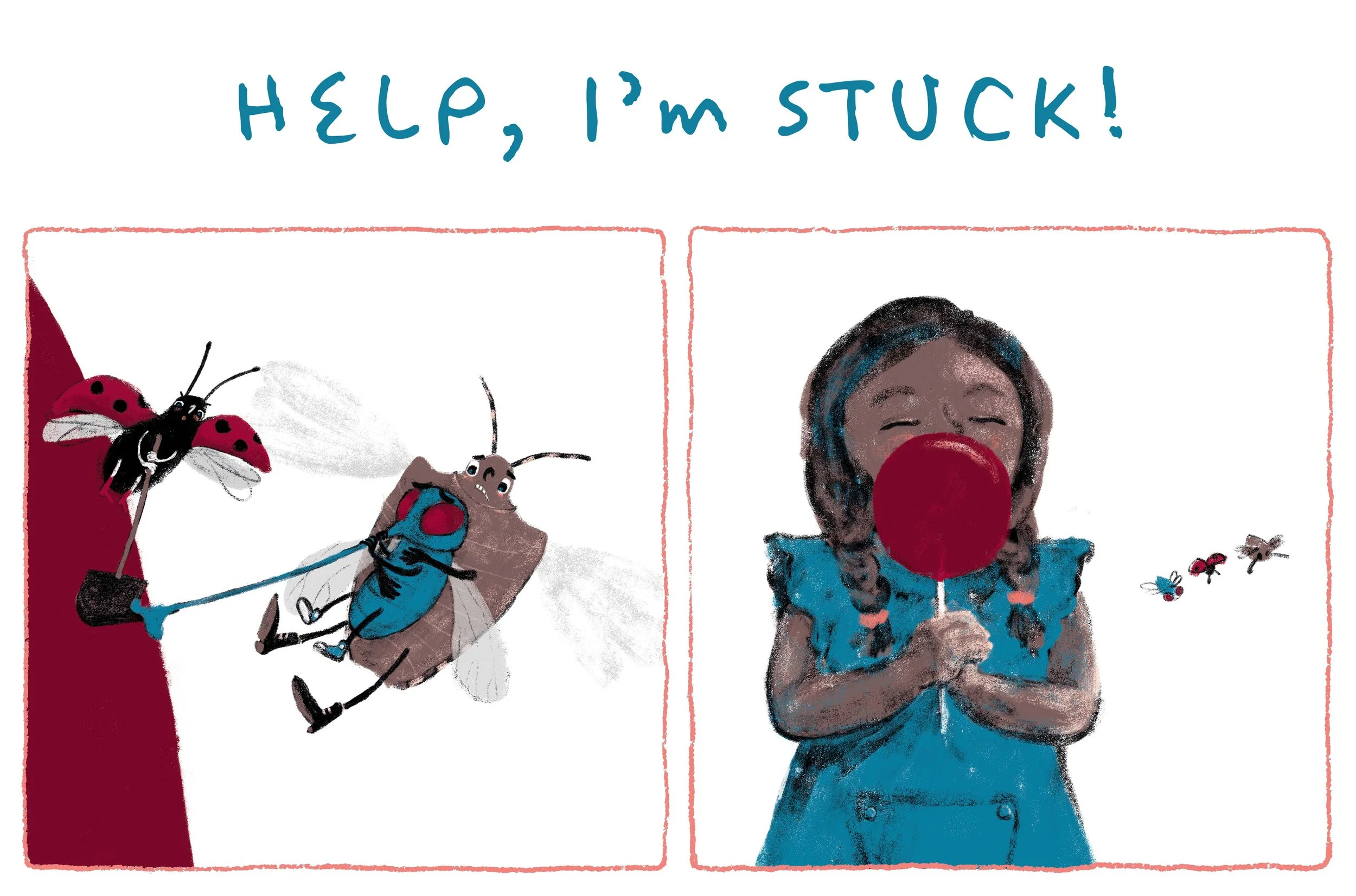 STUCK INSECT FUNNY ILLUSTRATION