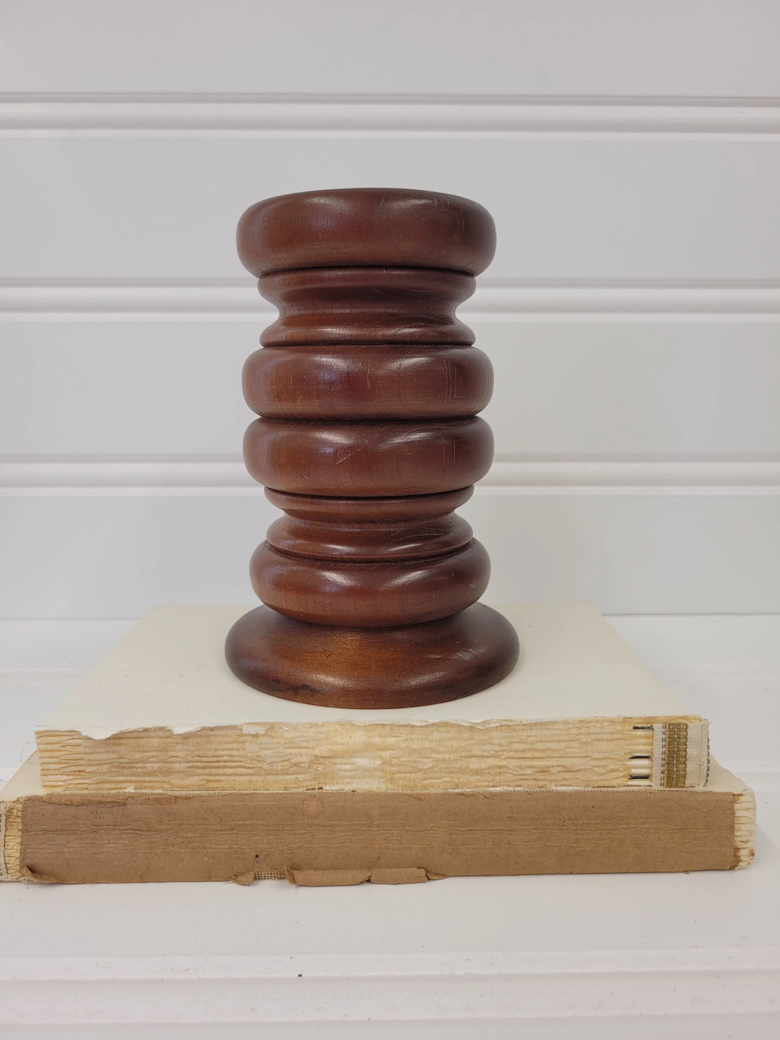 hand turned wooden candle stick holder / riser
