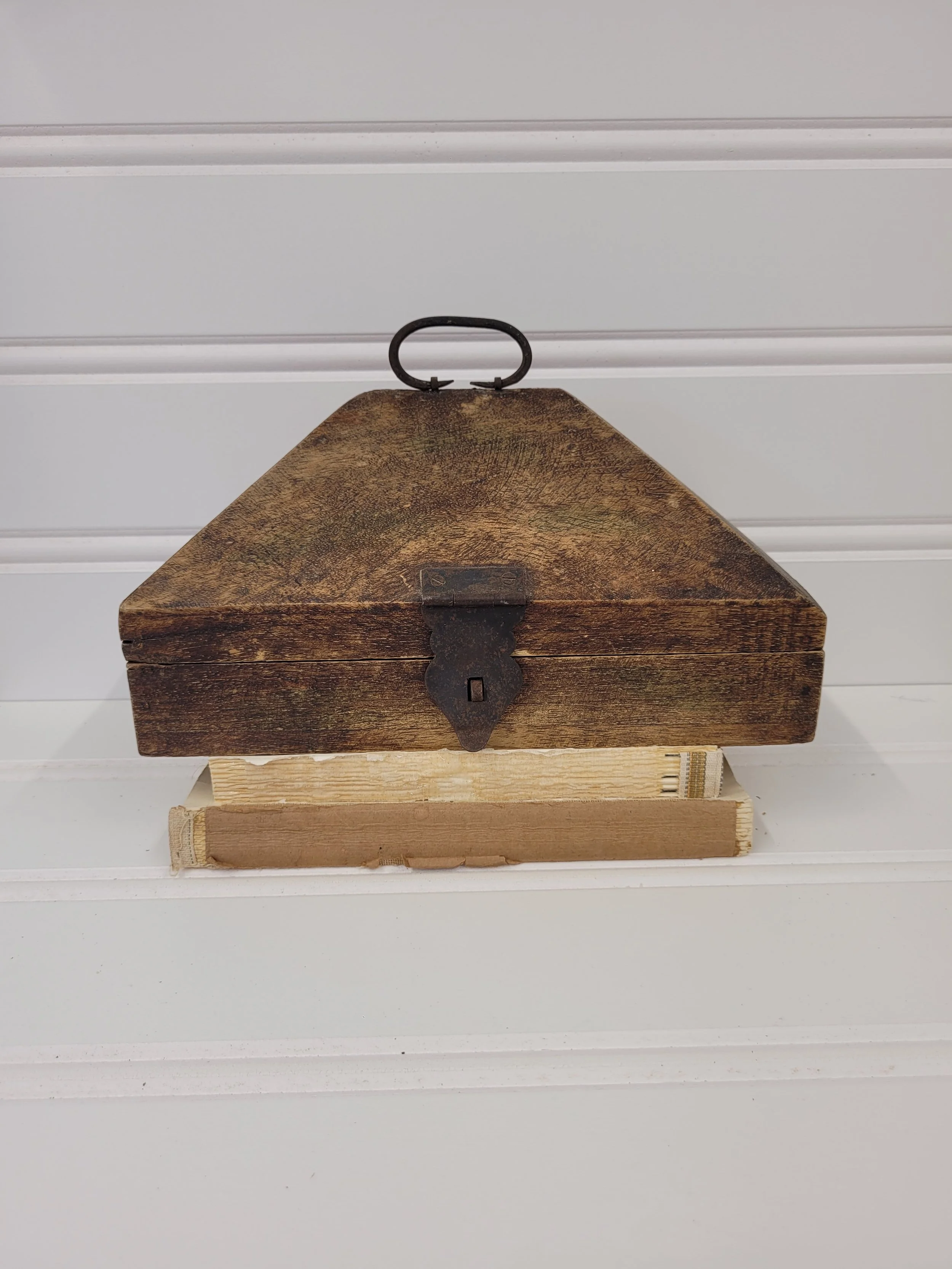 Large wooden box with iron hardware