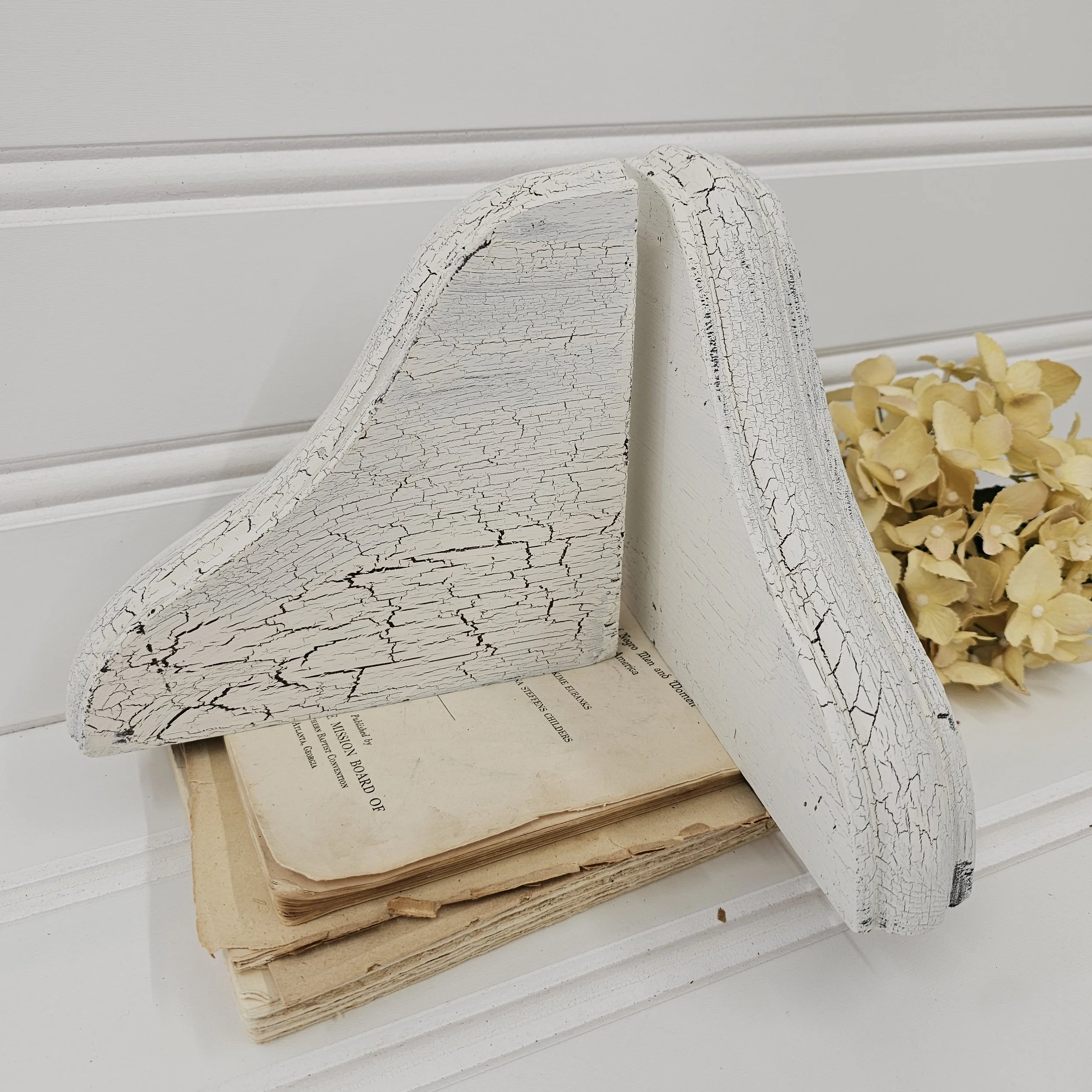 set of 2 chippy white corbels / brackets