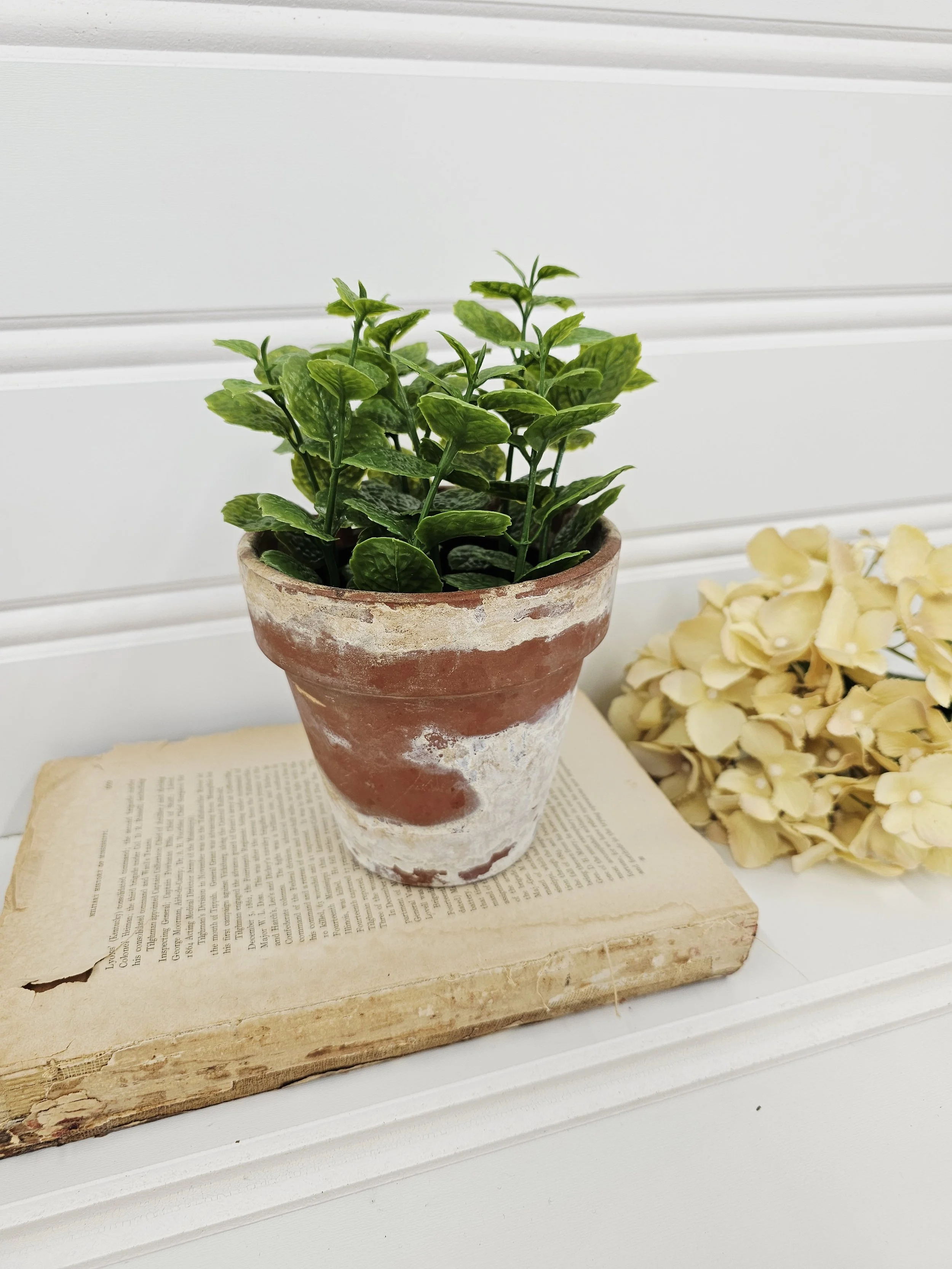 potted faux mint plant kitchen decor