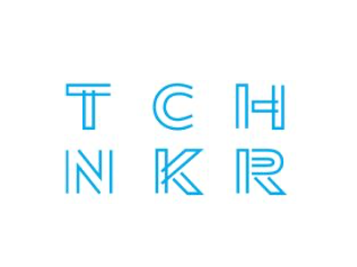 The image features the word "THANK" spelled out with blue, stylized, outlined letters arranged in a grid.