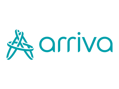 Arriva logo with a stylized 'A' and the word 'arriva' in lowercase letters