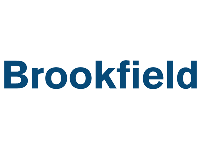 The word 'Brookfield' written in bold blue letters on a white background.