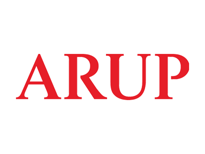 The image features the word "ARUP" in large red letters on a white background.