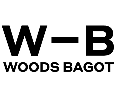 Logo with bold letters W-B and the text "Woods Bagot" underneath.