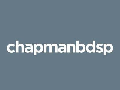 Logo with the text 'chapmanbdsp' in white on a gray background.