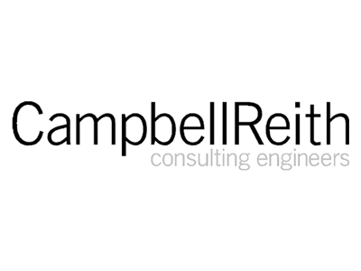 Logo for Campbell Reith consulting engineers with black and gray text on a white background.